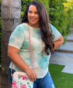 Boutique Simplified Summer Skies Eyelet Top