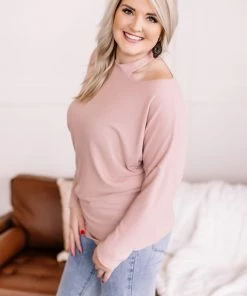 No Ship Drop Ship Apparel Not Cutout For This Mock Neck Top In Champagne