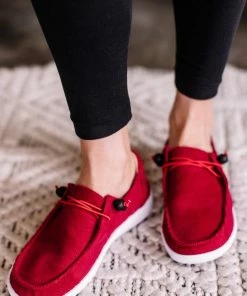 No Ship Drop Ship Corky's Red Corduroy Slip On Sneaker
