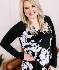 No Ship Drop Ship Mixed Emotions In Black/White Floral Apparel