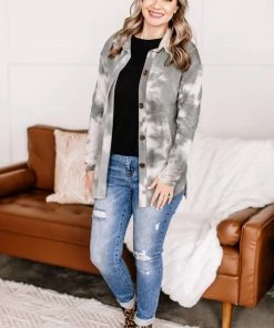 No Ship Drop Ship Speak My Peace Tie Dye Brushed Top In Vintage Olive