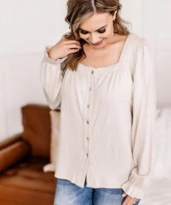 No Ship Drop Ship Find Your Way Back Button Down Top In Seashell Apparel