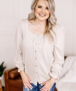 No Ship Drop Ship Find Your Way Back Button Down Top In Seashell Apparel