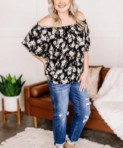 No Ship Drop Ship Remember When Floral Top In Witching Hour (GHG -S,M,L,2X)