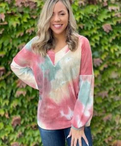 Boutique Simplified Fall Foliage Waffle Knit Top