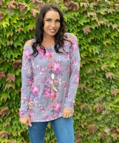 Boutique Simplified Foggy Mornings Cold Shoulder Tunic