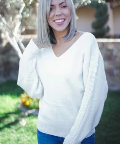 Boutique Simplified Glacier Solid Knit Sweater