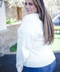 Boutique Simplified Glacier Solid Knit Sweater