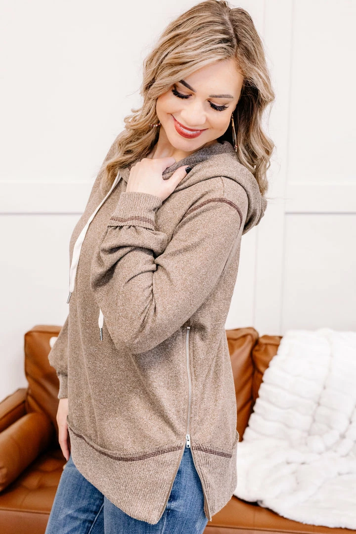 No Ship Drop Ship Inside Job Side Zip Hoodie In Taupe 2 No Ship Drop Ship Inside Job Side Zip Hoodie In Taupe