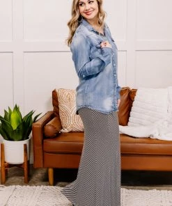 No Ship Drop Ship Worn Around The Edges Top In Denim