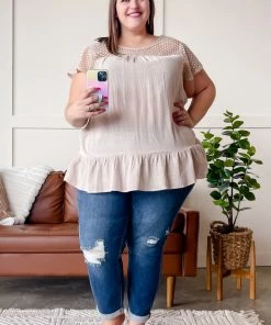 No Ship Drop Ship Apparel Key To Success Crochet Tunic Top In Oatmeal