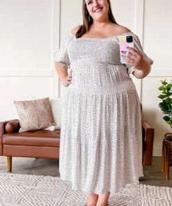 No Ship Drop Ship The Best Of Me Smocked Midi Dress In Black & Ivory (GHG-S) 24 No Ship Drop Ship The Best Of Me Smocked Midi Dress In Black & Ivory (GHG-S)