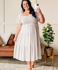 No Ship Drop Ship The Best Of Me Smocked Midi Dress In Black & Ivory (GHG-S) 17 No Ship Drop Ship The Best Of Me Smocked Midi Dress In Black & Ivory (GHG-S)