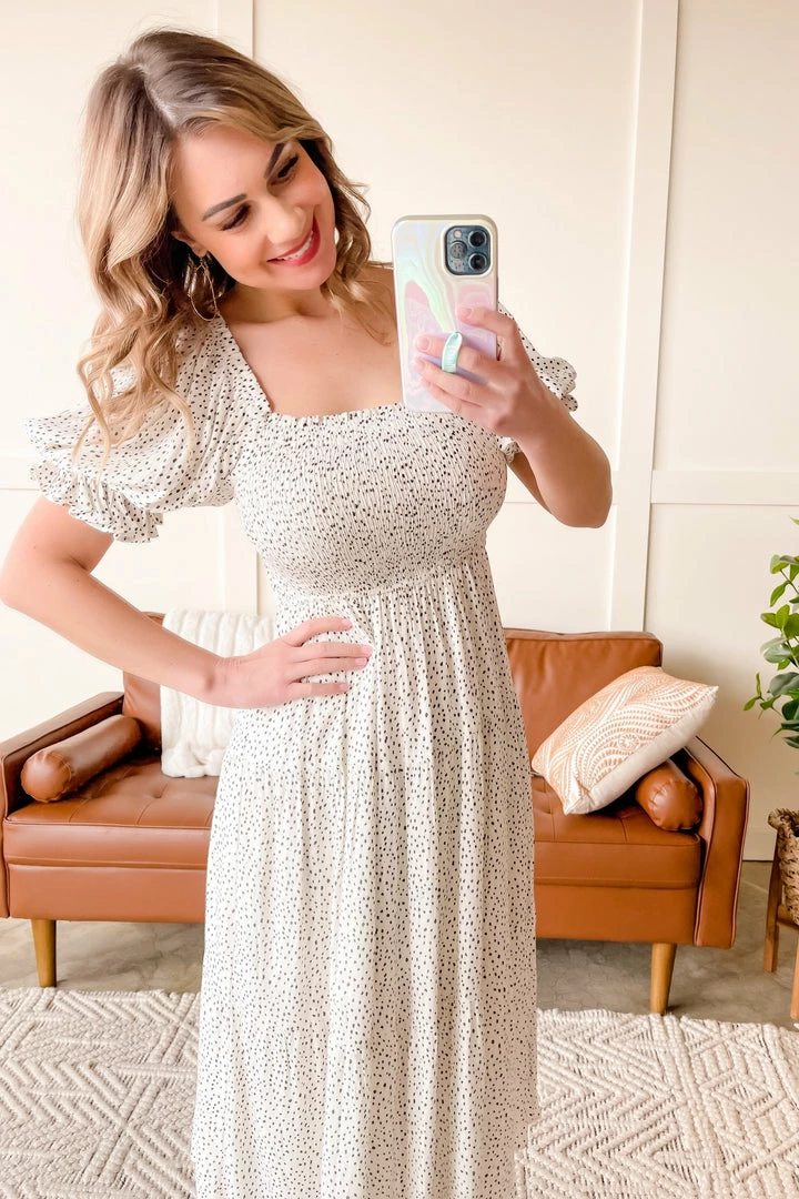 No Ship Drop Ship The Best Of Me Smocked Midi Dress In Black & Ivory (GHG-S) 9 No Ship Drop Ship The Best Of Me Smocked Midi Dress In Black & Ivory (GHG-S)