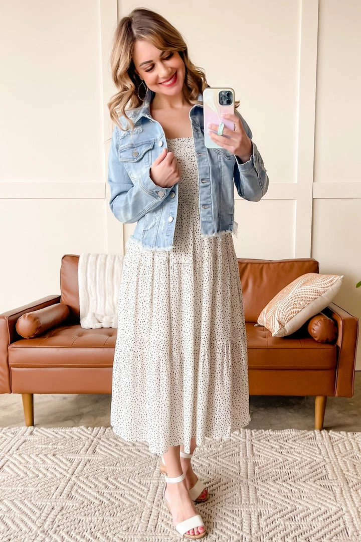 No Ship Drop Ship The Best Of Me Smocked Midi Dress In Black & Ivory (GHG-S) 6 No Ship Drop Ship The Best Of Me Smocked Midi Dress In Black & Ivory (GHG-S)