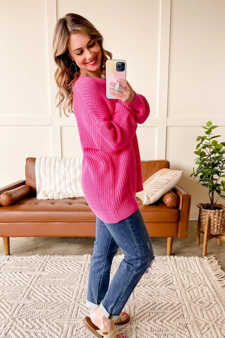 No Ship Drop Ship Because Of You V Neck Knit Sweater In Pink 3 No Ship Drop Ship Because Of You V Neck Knit Sweater In Pink