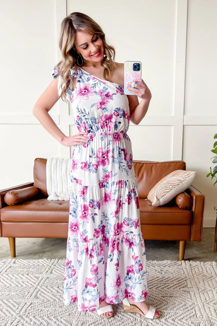 No Ship Drop Ship Apparel A Modern Twist Ribbon Tie Tiered Dress In Purple Floral 2 No Ship Drop Ship Apparel A Modern Twist Ribbon Tie Tiered Dress In Purple Floral