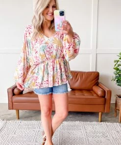 No Ship Drop Ship Place Your Bets Floral Swiss Dot Blouse