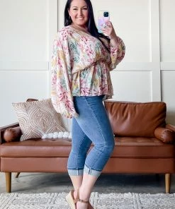 No Ship Drop Ship Place Your Bets Floral Swiss Dot Blouse