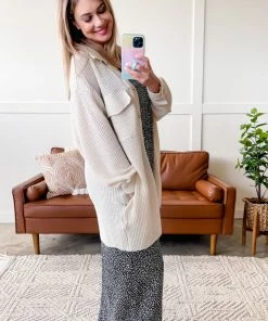 No Ship Drop Ship Crème De La Crème Button Down Waffle Knit Shacket Apparel 18 No Ship Drop Ship Crème De La Crème Button Down Waffle Knit Shacket Apparel