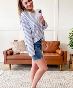 No Ship Drop Ship Go Big Striped Top In Lavender 16 No Ship Drop Ship Go Big Striped Top In Lavender