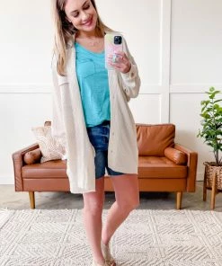 No Ship Drop Ship Raw Around The Edges Top In Aqua Apparel