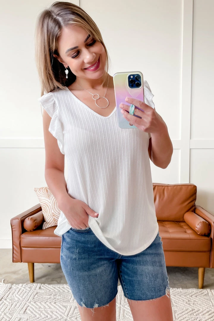 No Ship Drop Ship Apparel Back To The Start Ruffle Pointelle Top In Ivory 4 No Ship Drop Ship Apparel Back To The Start Ruffle Pointelle Top In Ivory