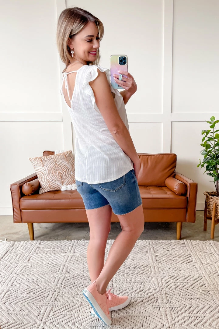 No Ship Drop Ship Apparel Back To The Start Ruffle Pointelle Top In Ivory 8 No Ship Drop Ship Apparel Back To The Start Ruffle Pointelle Top In Ivory