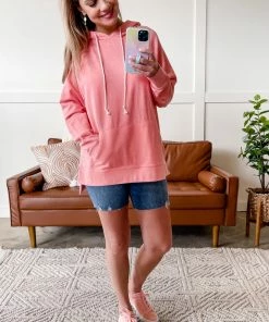 No Ship Drop Ship Hint Of Spring Hoodie In Pink