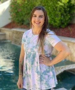 Boutique Simplified Hint Of Paisley Tie Dye Babydoll Top