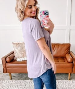 No Ship Drop Ship Make Good Choices Bamboo Babydoll Top In Dusty Lavender Apparel