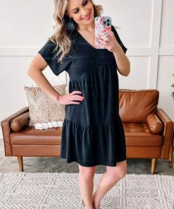 No Ship Drop Ship Be Original Black Tiered Dress (GHG-S)