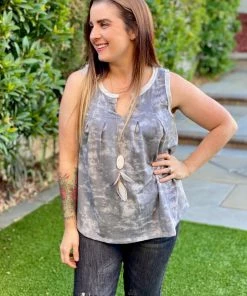 Boutique Simplified Smokey Skies Sleeveless Top