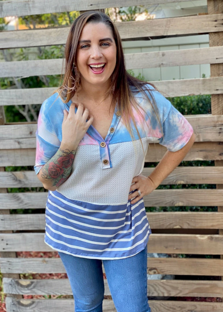 Boutique Simplified Cotton Candy Button Down Top 4 Boutique Simplified Cotton Candy Button Down Top