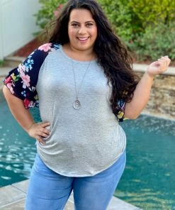 Boutique Simplified Flowy Floral Bell Sleeve Top