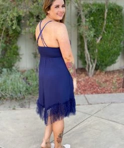 Boutique Simplified Tooling In Floral All In One Dress In Navy