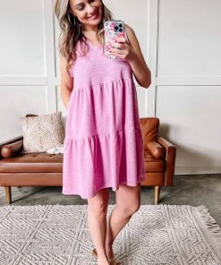 No Ship Drop Ship On The Level Tiered Baby Doll Dress In Radiant Lilac