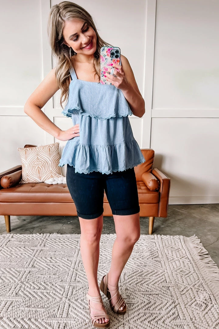 No Ship Drop Ship Laced With Tiers In Dusty Denim Blue (GHG-S) GHG- Shop Singles 4 No Ship Drop Ship Laced With Tiers In Dusty Denim Blue (GHG-S) GHG- Shop Singles