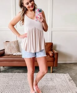No Ship Drop Ship On The Hunt Babydoll Knit Top In Sand Apparel