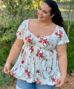 Boutique Simplified Frolicky Floral Babydoll Top