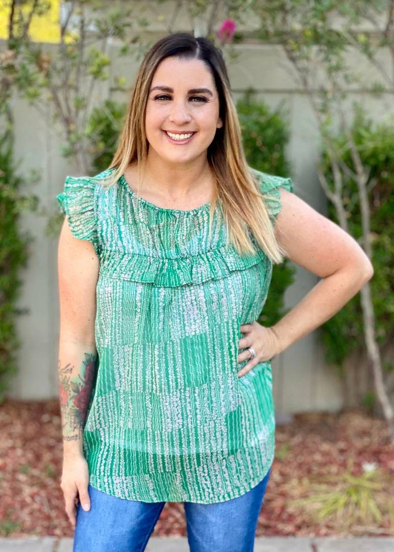 Boutique Simplified Open Pastures Shirred Woven Top 1 Boutique Simplified Open Pastures Shirred Woven Top