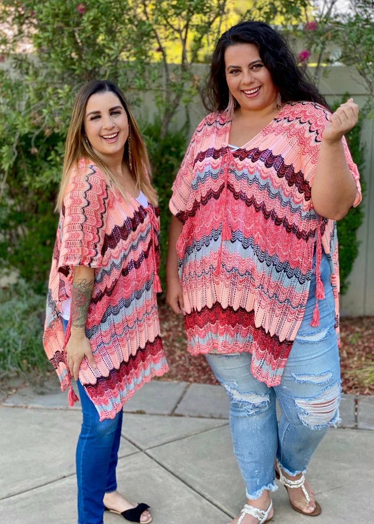 Boutique Simplified Beachy Waves Loose Fit Poncho 4 Boutique Simplified Beachy Waves Loose Fit Poncho
