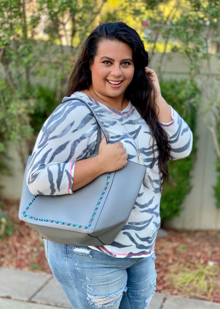 Boutique Simplified Zebra Diva 3/4 Sleeve Top 4 Boutique Simplified Zebra Diva 3/4 Sleeve Top