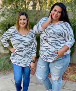 Boutique Simplified Zebra Diva 3/4 Sleeve Top 19 Boutique Simplified Zebra Diva 3/4 Sleeve Top