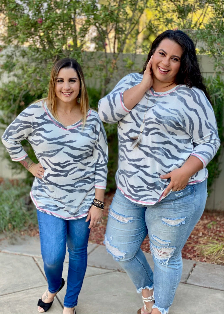 Boutique Simplified Zebra Diva 3/4 Sleeve Top 10 Boutique Simplified Zebra Diva 3/4 Sleeve Top