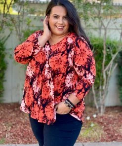 Boutique Simplified Sedona Sunset Long Sleeve Swing Tunic