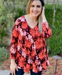 Boutique Simplified Sedona Sunset Long Sleeve Swing Tunic