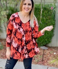 Boutique Simplified Sedona Sunset Long Sleeve Swing Tunic