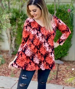 Boutique Simplified Sedona Sunset Long Sleeve Swing Tunic