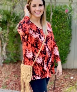 Boutique Simplified Sedona Sunset Long Sleeve Swing Tunic